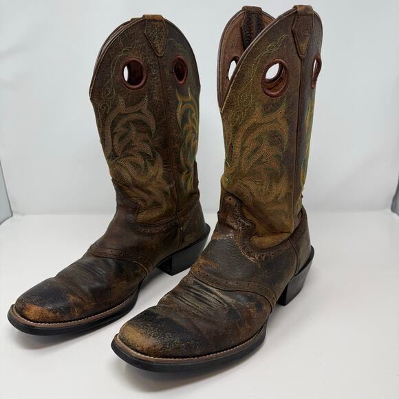 Justin Stampede Square Toe Western Boot Men\'s 9D Brown Leather Cowboy main image 10